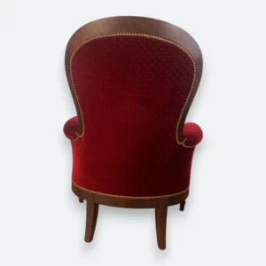 Fauteuil style Bergère, tissu velours bordeaux – Image 2