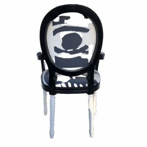 Fauteuil Louis XVI noir et blanc graphique – Image 3
