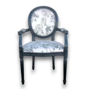 Fauteuil style Louis XVI fleurs noires