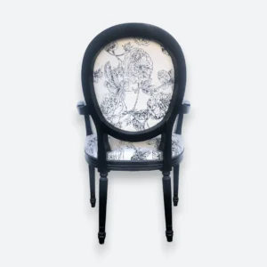 Fauteuil style Louis XVI fleurs noires – Image 3