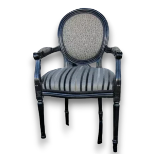 Fauteuil Louis XVI noir et gris texturé